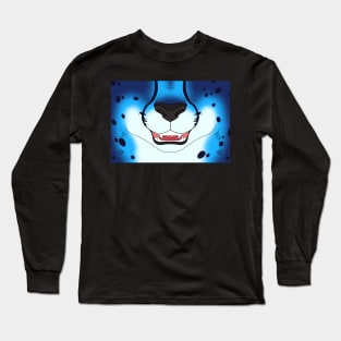 Blue Cheetah Face Long Sleeve T-Shirt